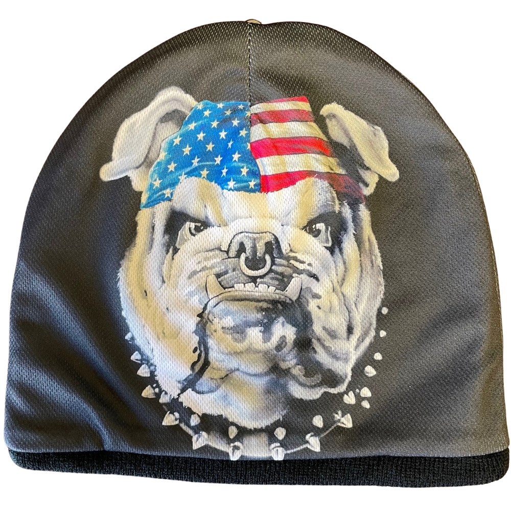 Never Back Down Patriotic Bulldog Beanie