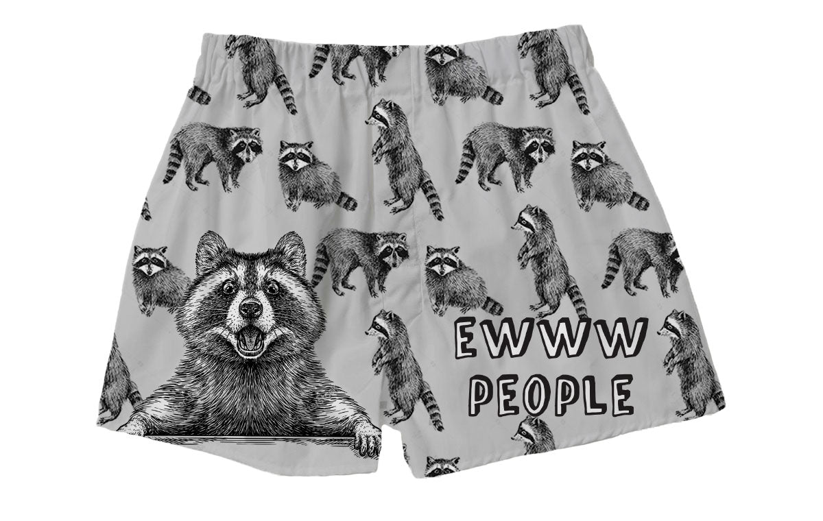 BRIEF INSANITY Ew People Raccoon Boxer Shorts