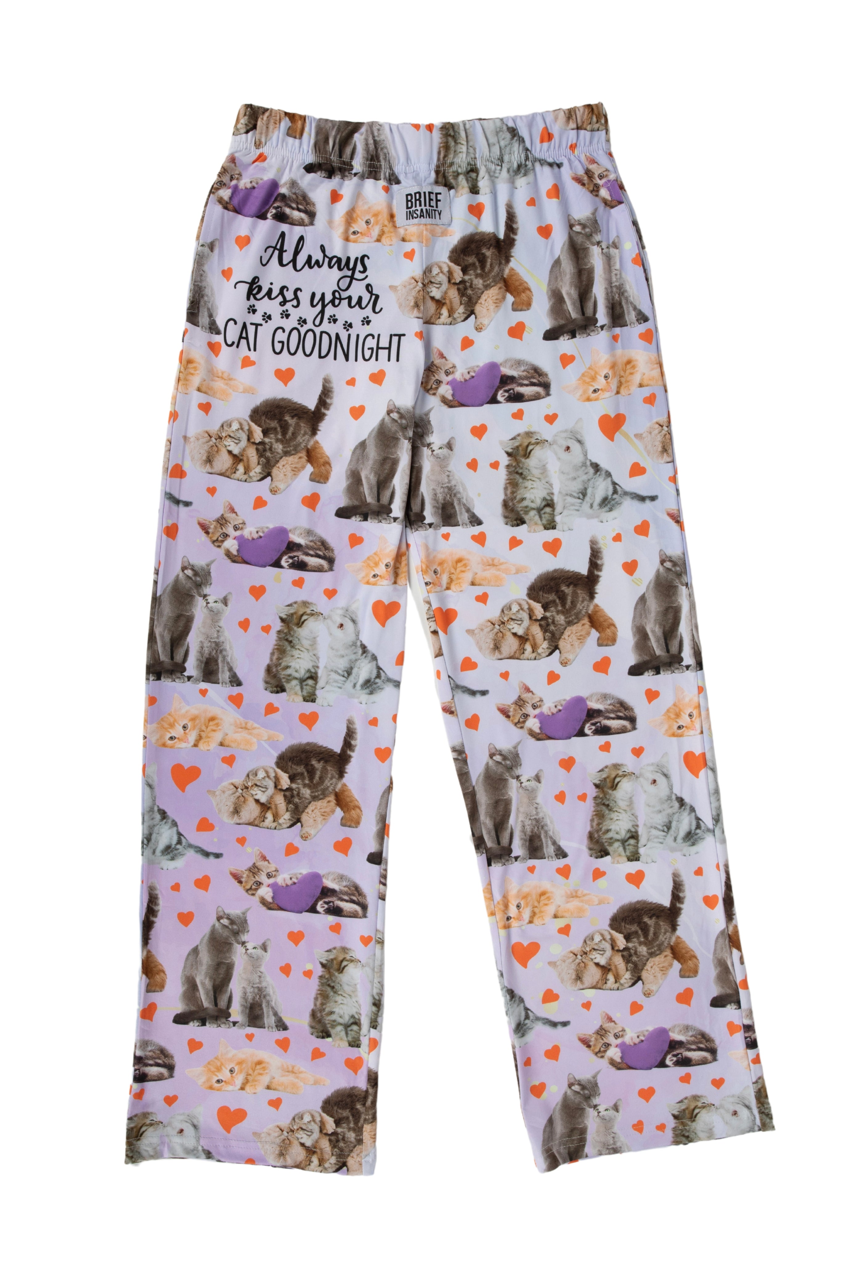 Always Kiss Your Cat Goodnight Pajama Lounge Pants NEW BRIEF INSANITY Brief Insanity