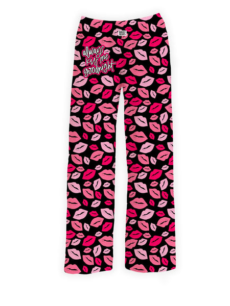 Black And Pink Always Kiss Me Goodnight Lounge Pants BRIEF INSANITY Brief Insanity