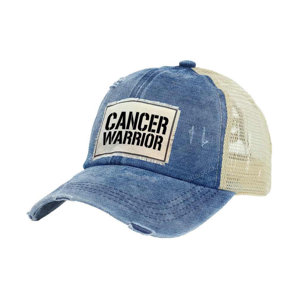 BRIEF INSANITY Cancer Warrior Vintage Distressed Trucker Adult Hat