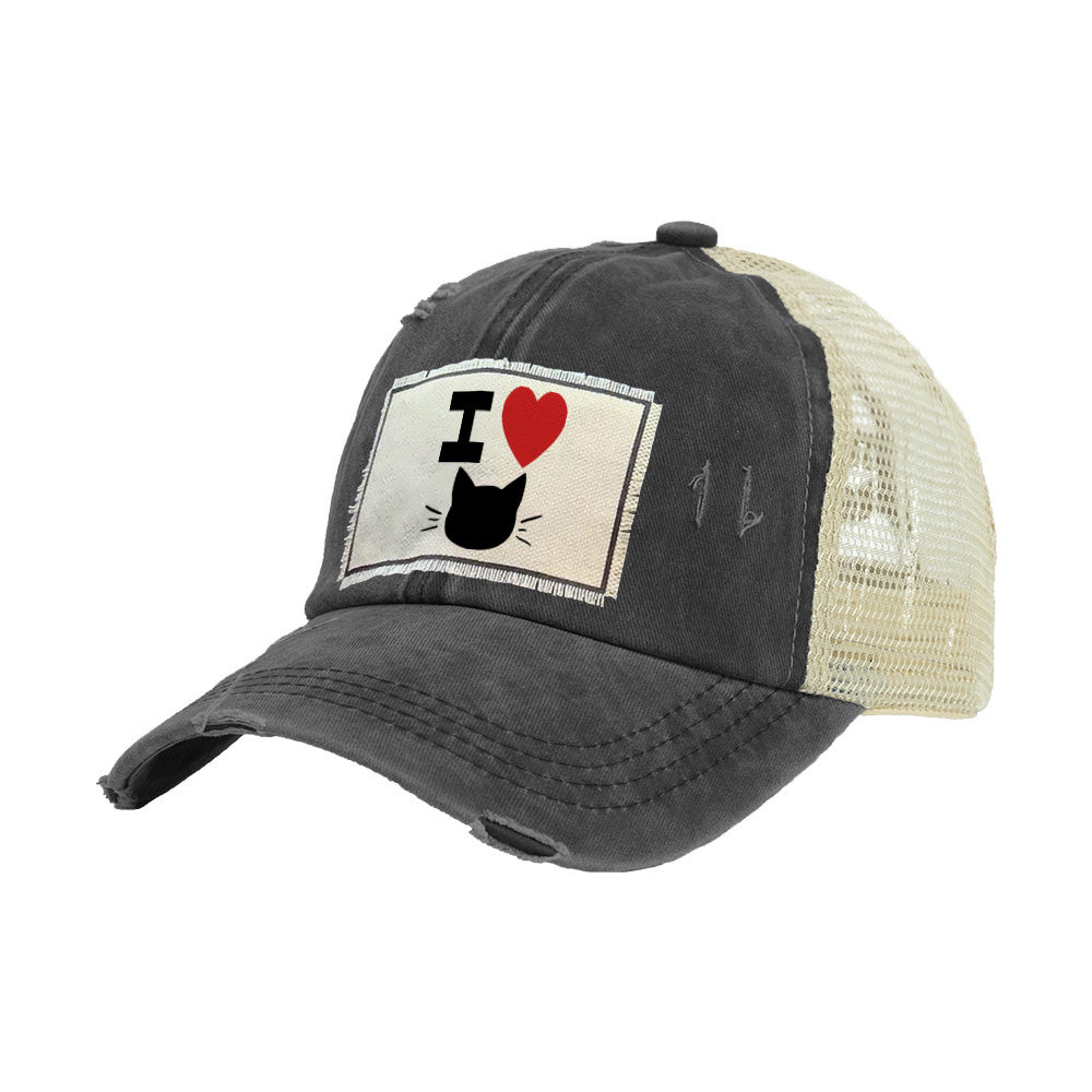 BRIEF INSANITY I Heart Cat Vintage Trucker Adult Hat