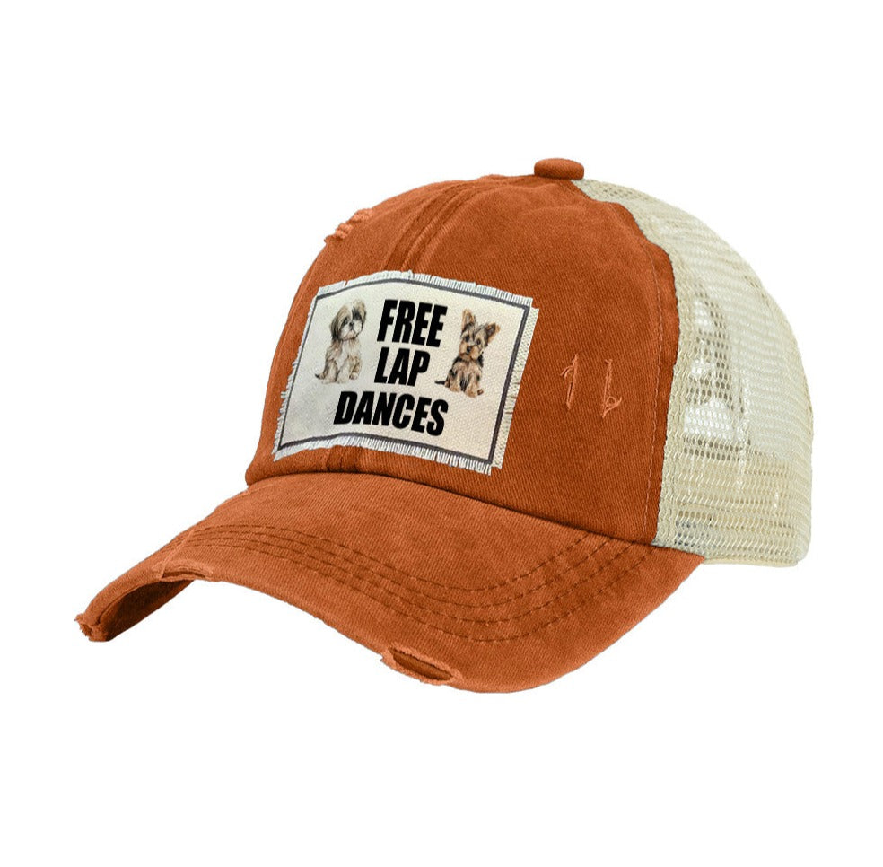 BRIEF INSANITY Free Lap Dances Vintage Distressed Trucker Adult Hat