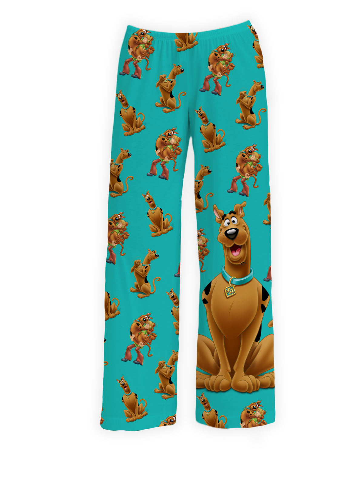 Adult Scooby-Doo pajama pants with colorful Scooby-Doo character prints and playful poses – Warner Bros. Discovery